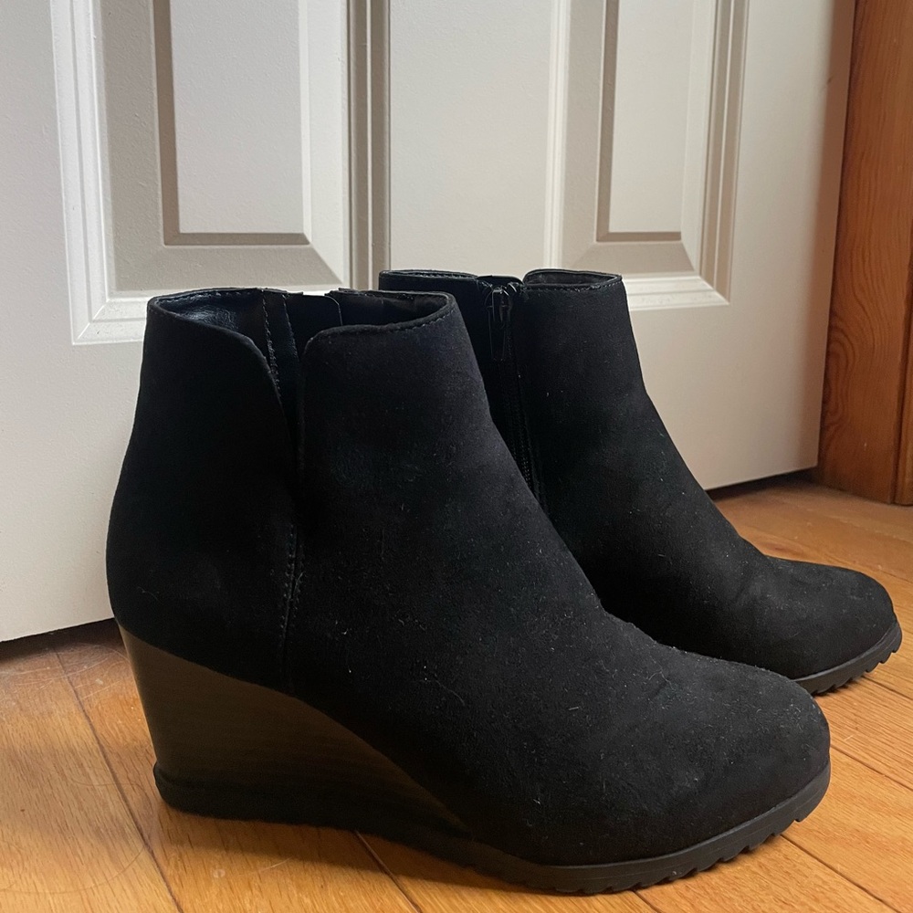 Suede Wedge Booties